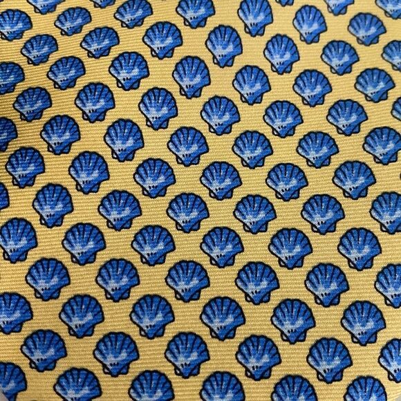 J.Crew The Silk Tie Mens Yellow Blue Shell Classic Tie - Picture 2 of 8